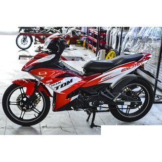 Tem trùm exciter 150 đỏ trắng mẫu mới, độ team trùm decal xe máy ex dán đời 2015-2020