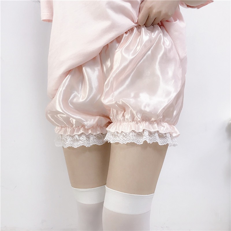 Quần bí ngô mặc lót trong váy bảo hộ phong cách dễ thương lolita có sẵn 3 màu trắng, hồng và đen