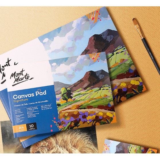 Tập Canvas sổ Canvas Vẽ Màu Acrylic Canvas Pad Mont Marte A3/ A4/ A5 - 10 Tờ Toan,
