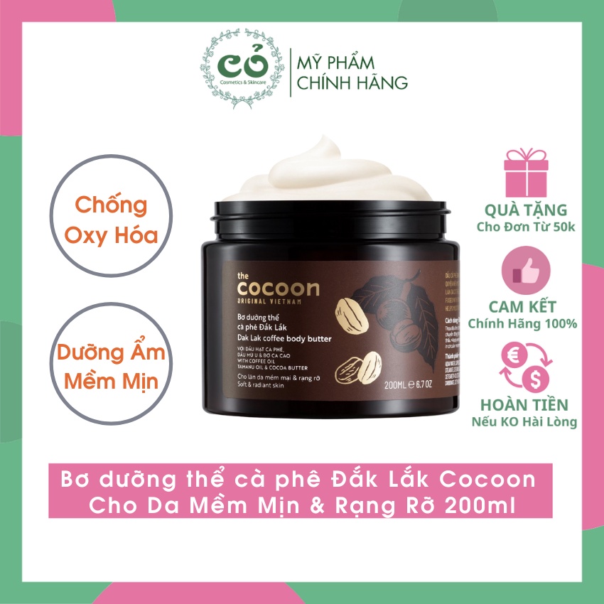 Bơ dưỡng thể cà phê Đắk Lắk Cocoon cho da mềm mịn &amp; rạng rỡ 200ml