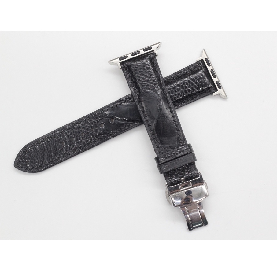 Dây Đeo Thay Thế Cho Dòng Đồng Hồ Thông Minh Da Đà Điểu Vân To Khóa Gập, Dây Da Đồng Hồ Cao Cấp Bảo Hành 6 Tháng