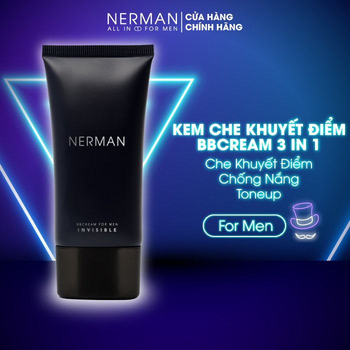 Kem che khuyết điểm cho nam Nerman  BB Cream Invisible 3in1 - Chống nắng SPF 45+, che khuyết điểm, dưỡng ẩm Nerman 50g | BigBuy360 - bigbuy360.vn