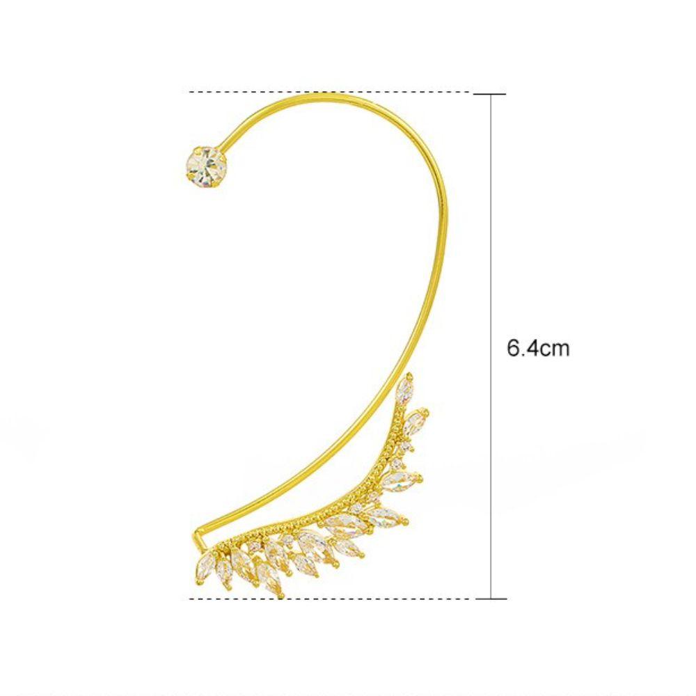 QQMALL Bông Tai Hình Cánh Lá Lấp Lánh Phong Cách Hàn Quốc Cho Nữ