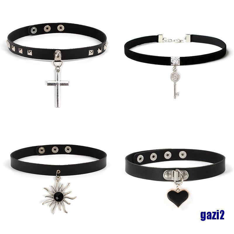2 Vòng Cổ Choker Da Pu Cá Tính