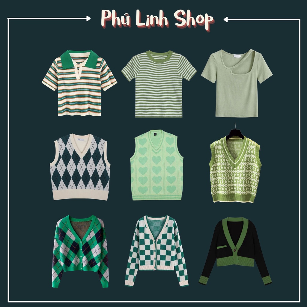 BST áo len nữ TONE XANH, áo len, gile, cardigan