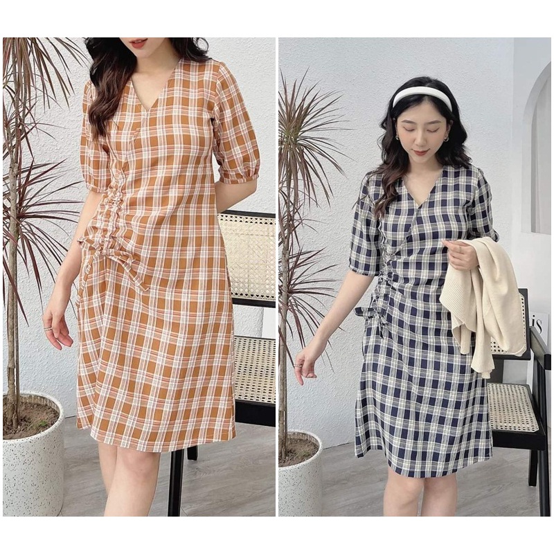 Váy may đo kẻ caro