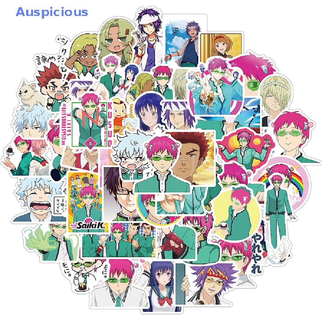 Bộ 50 Sticker Dán Laptop / Ván Trượt / Ván Trượt Họa Tiết Graffiti Saiki Kusuo no Saint-nan