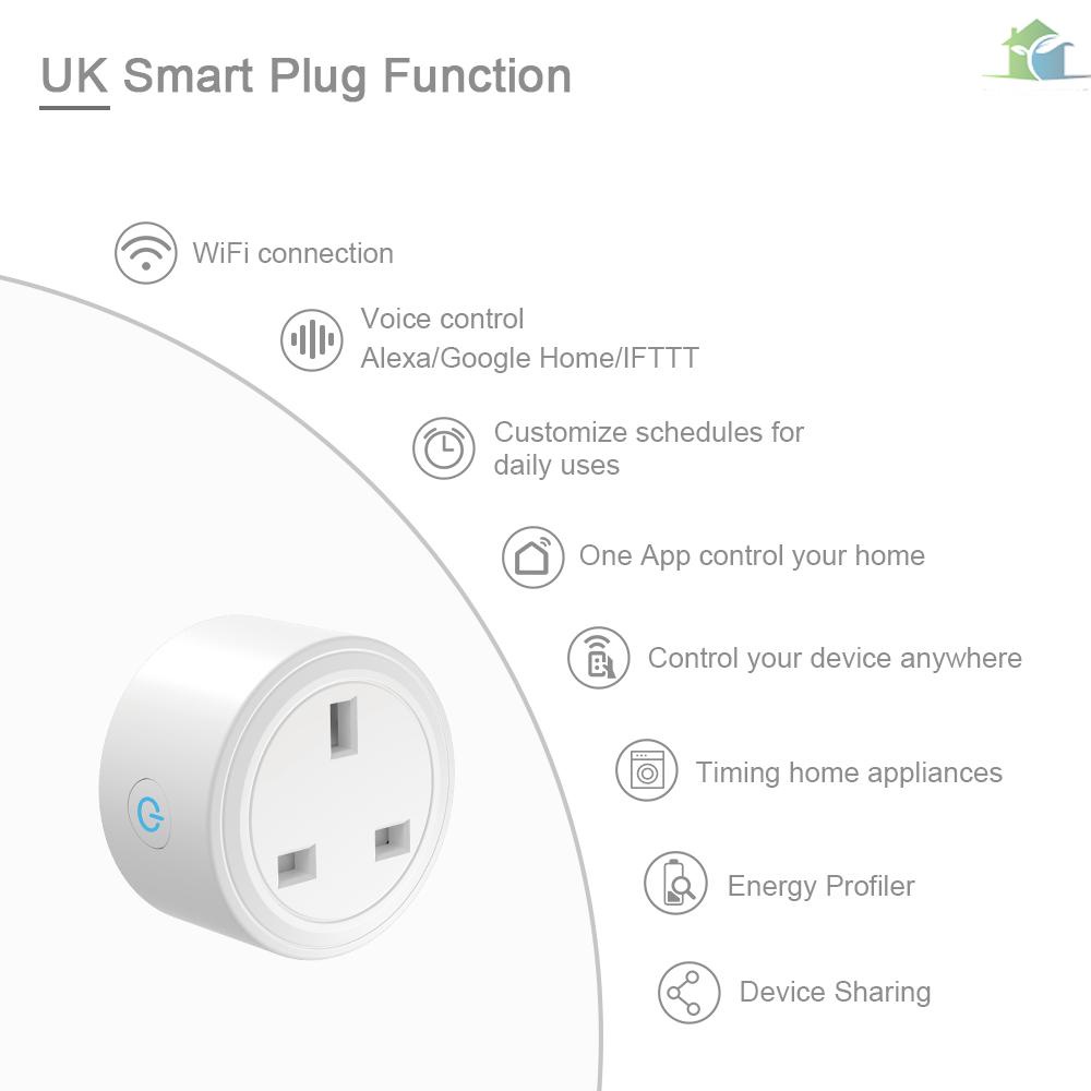 YOUP  BSD29 10A WiFi Smart Socket UK Plug Smart Life APP Remote Control Voice Control Compatible with Amazon Alexa & Google Assistant IFTTT Timing Electricity Statistics Function