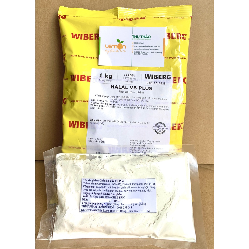 100gr Bột giòn dai chiết xuất rong biển VB PLUS HALAL chuyên dùng cho xúc xích, chả lụa