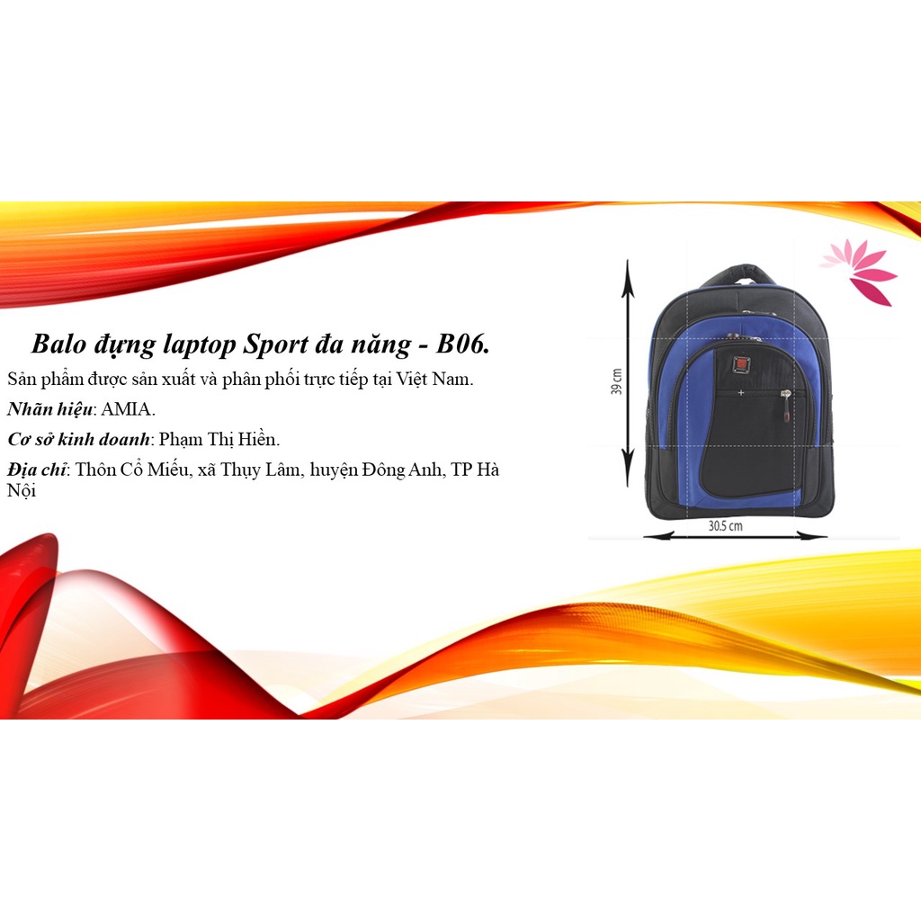 Balo đựng laptop Sport B06 đa năng tặng túi du lịch 30K