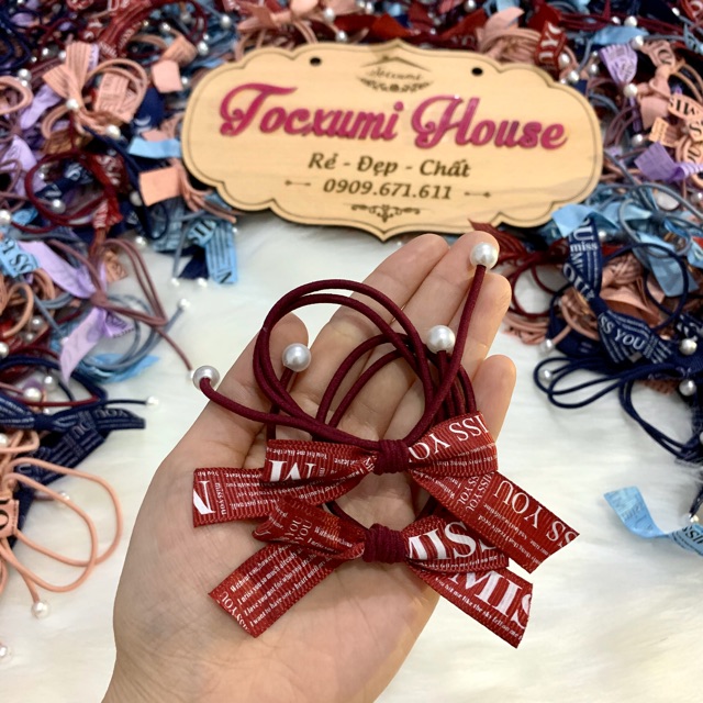 [ QUÀ TẶNG ] THUN ĐÔI BUỘC TÓC NƠ NGỌC