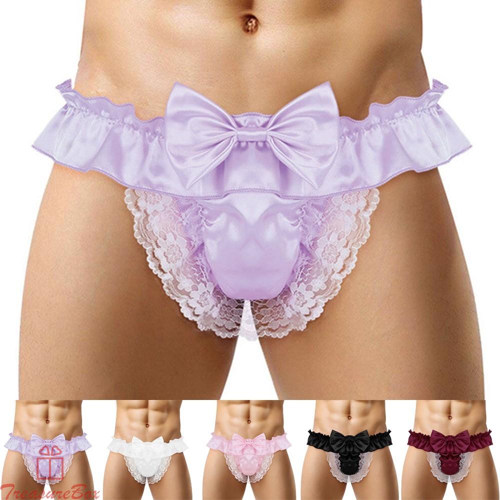 LomcMen Sissy Seethrough Panties Satin Bikini GString Thong Briefs Sexy Underwear CBdzhjWB