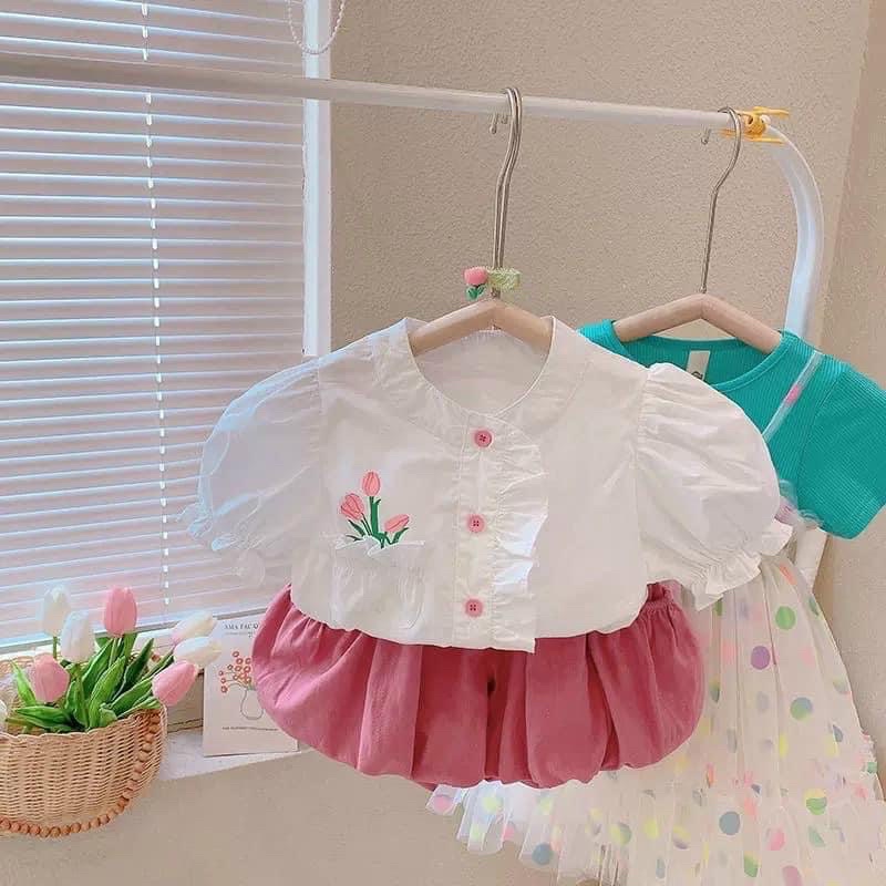 TUYLIP HỒNG Bộ cộc cho bé gái mã 57070