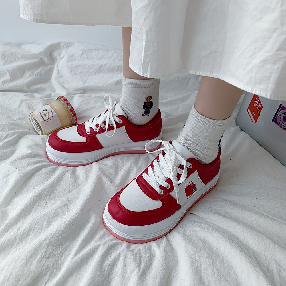 ( Sẵn Đỏ 36 ) Giày sneakers đế bánh mì Ulzzang - US262 ảnh thật ở cuối