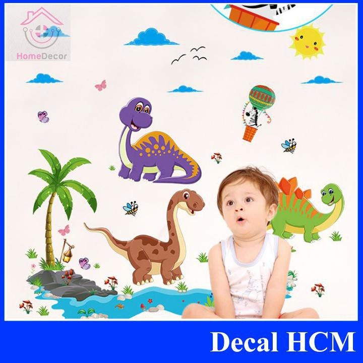 (HCM) Decal dán tường cho bé trai [FREESHIP 50K] [THANH LÝ] ba chú khủng long - decalhcm