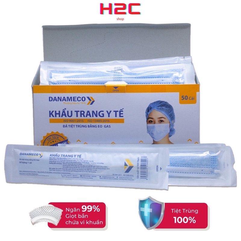 Khẩu Trang Y Tế Đã Tiệt Trùng Danameco [hộp 50 chiếc,01 chiếc/bao nilon]