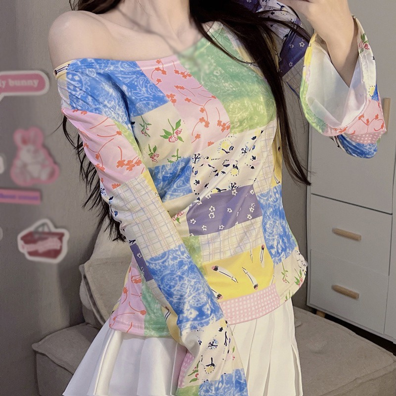 Áo Sơ Mi Tay Dài Ống Loe Họa Tiết Kẻ Sọc Thời Trang Hàn Quốc Xinh Xắn Cho Nữ