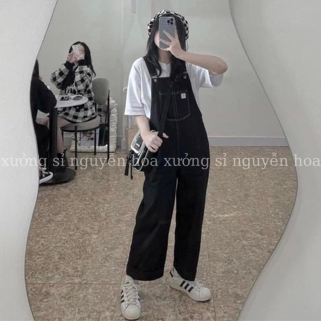 Quần yếm chỉ nổi ống rộng form dáng unisex nam nữ mặc được phong cách hàn quốc trẻ trung năng động