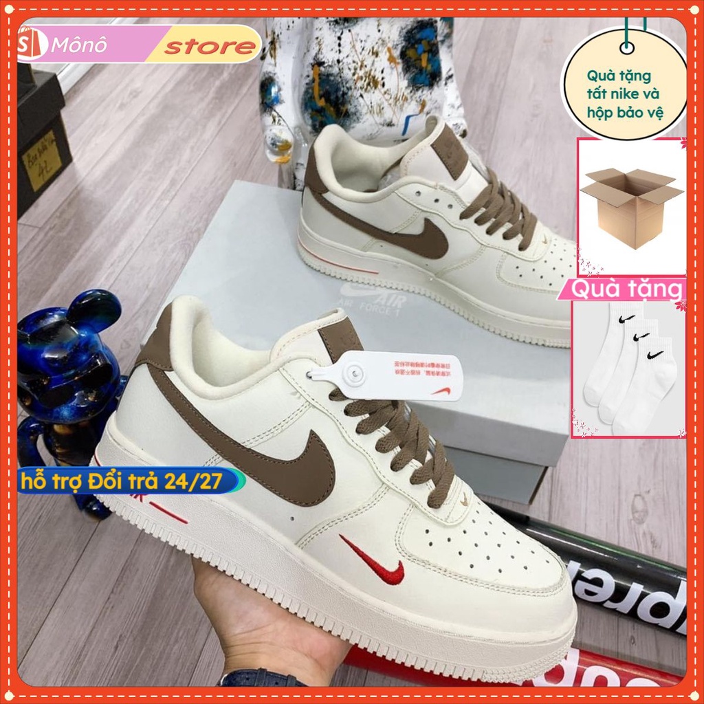 Giày air force 1, af1 Vệt Nâu Cổ Thấp Full Box Bill Phụ Kiện, Tặng Box Bảo Vệ.mono68