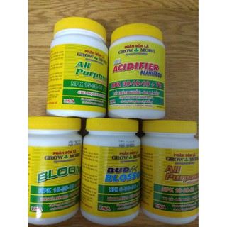 Combo 5 loại sản phẩm chăm sóc cây của Grow more (20-20-20+6-30-30+30-10-10+15-30-15+10-55-10) - 500g/chai