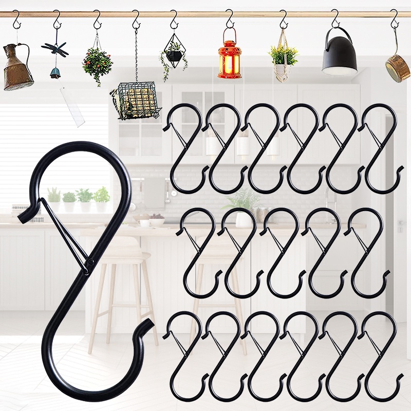 Set 10 / 50 Móc Treo Đồ Hình Chữ S Bằng Kim Loại Tiện Dụng Cho Nhà Bếp / Phòng Tắm