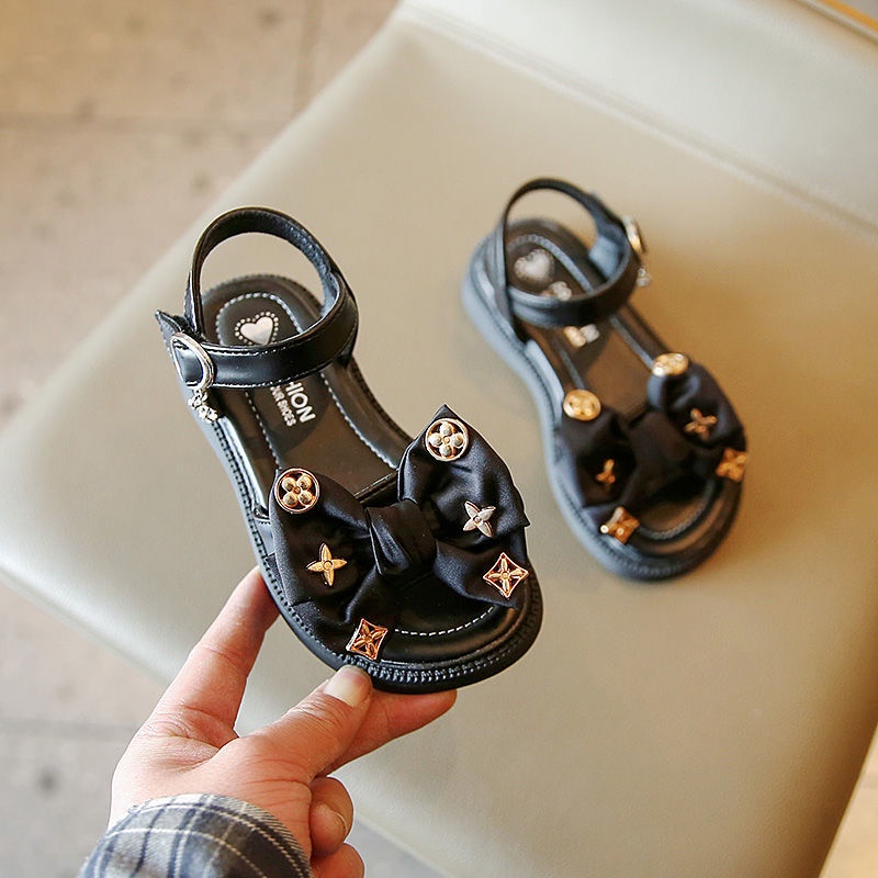 Giày Sandal Công Chúa Đế Mềm Hở Ngón Đính Nơ Thời Trang Mùa Hè Cho Bé Gái