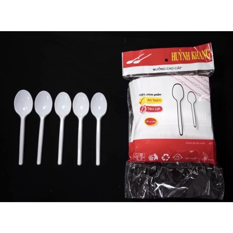 100 muỗng nhựa cao cấp dùng 1 lần Huỳnh khang