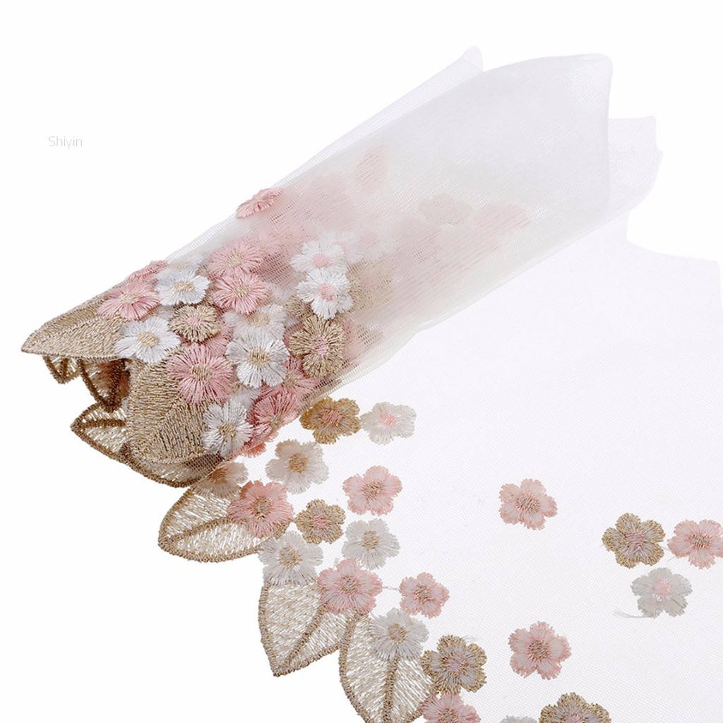 Cuộn Dây Ruy Băng Vải Tuyn Thêu Hoa Dùng Trang Trí Đám Cưới