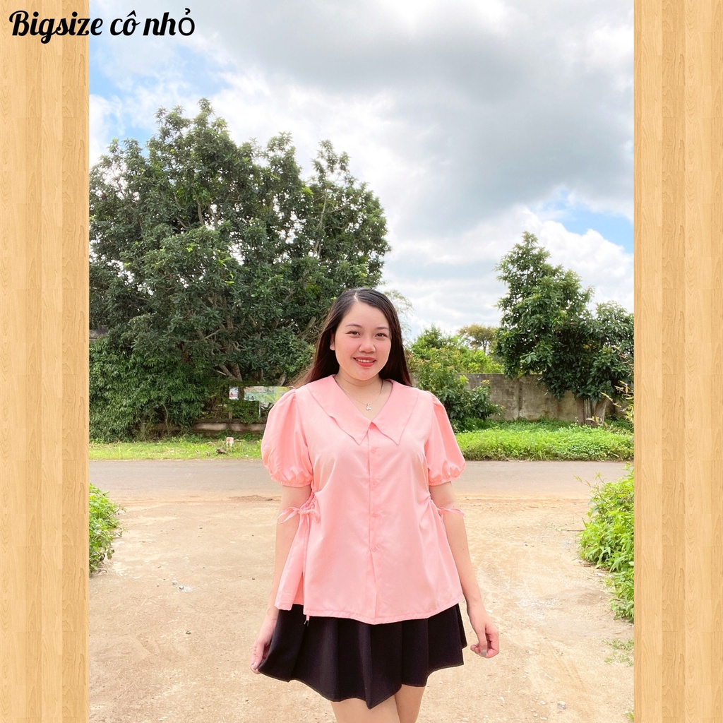 Áo Sơ Mi Kiểu Bigsize Nữ Rút Dây Chất Vải Lụa Mặc Mát Sang Chảnh Dễ Thương SM3