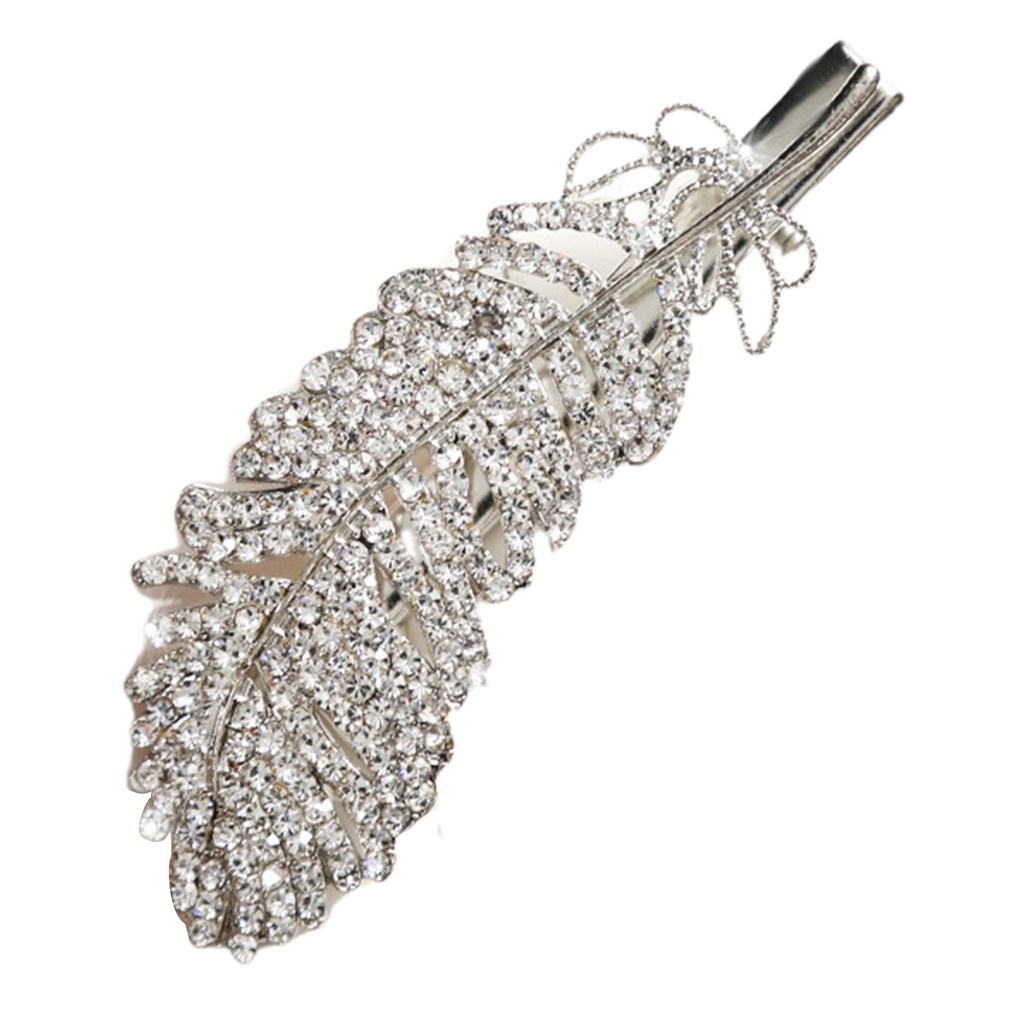 Kẹp Tóc Hợp Kim Hình Lông Vũ Đính Đá Lấp Lánh