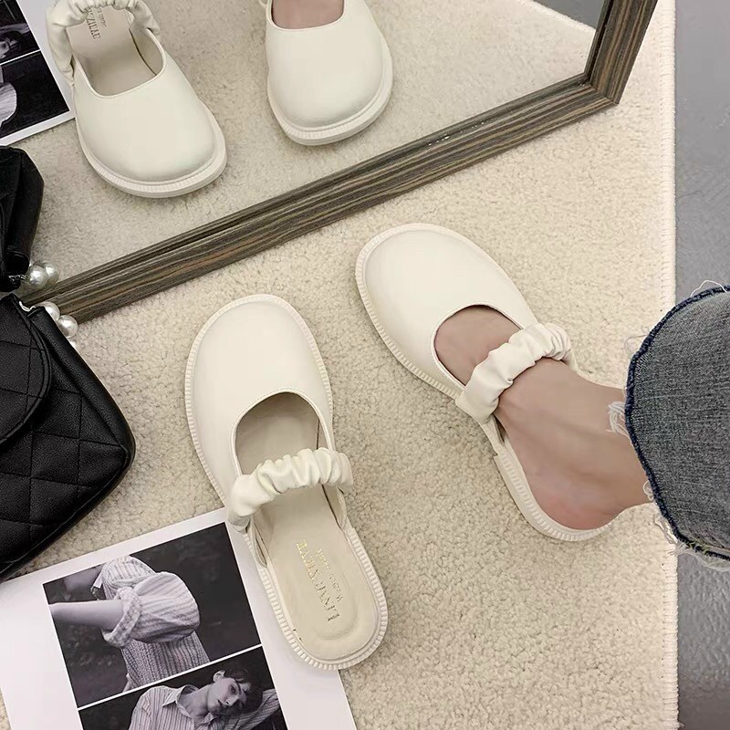 Giày búp bê nữ mũi tròn lolita quai chun nhún xinh xắn 108