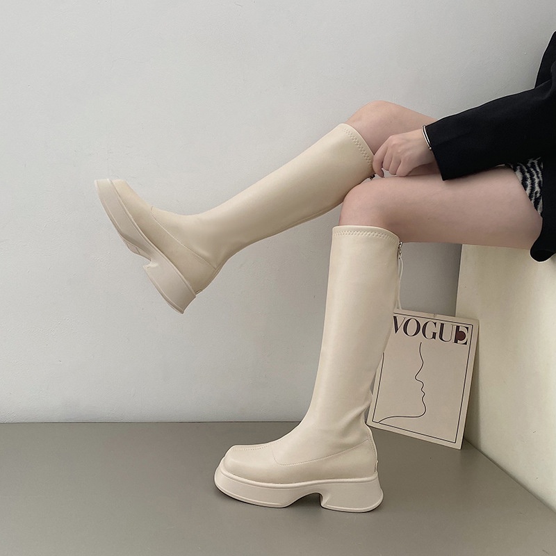 IELGY Boots phụ nữ màu nâu không khóa kéo