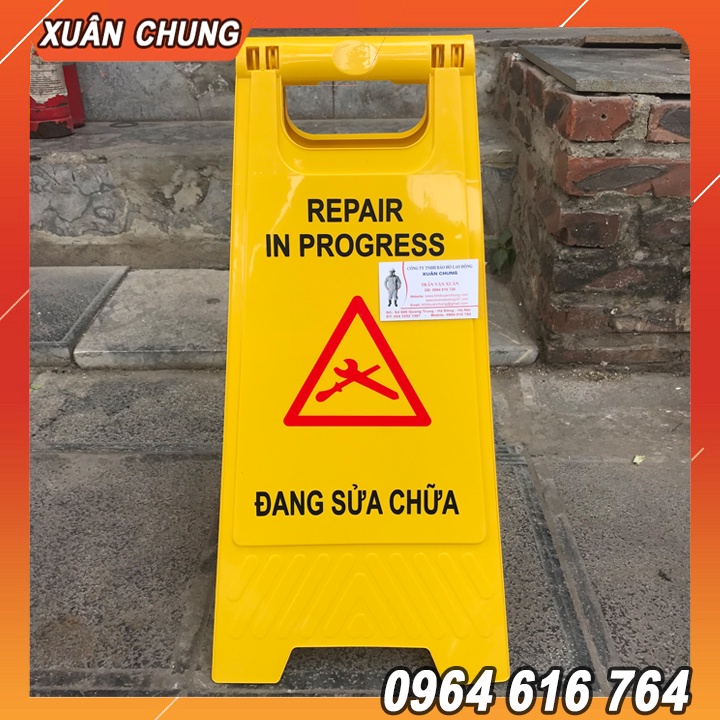 Biển báo chữ A màu vàng Sửa Chữa | Sàn Ướt | Khu Vực Đang Thi Công | Làm Việc | Trơn Trượt | Chú Ý Nơi Nguy Hiểm