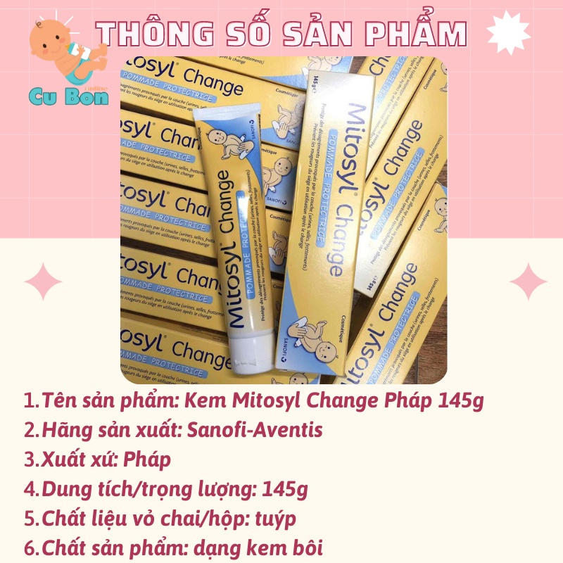 Kem Mitosyl Change Pháp 145g cho da hăm tã côn trùng cắn cho bé và người lớn