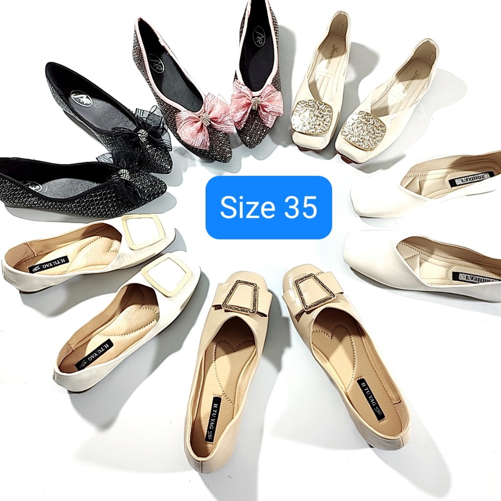 GIÀY BÚP BÊ SIZE 35/ Giày Búp Bê Nữ Mới Mủi Nhọn From Chuẩn Êm Chân| Giày Bệt Nữ Nơ Xoắn Siêu Xinh SIZE 35