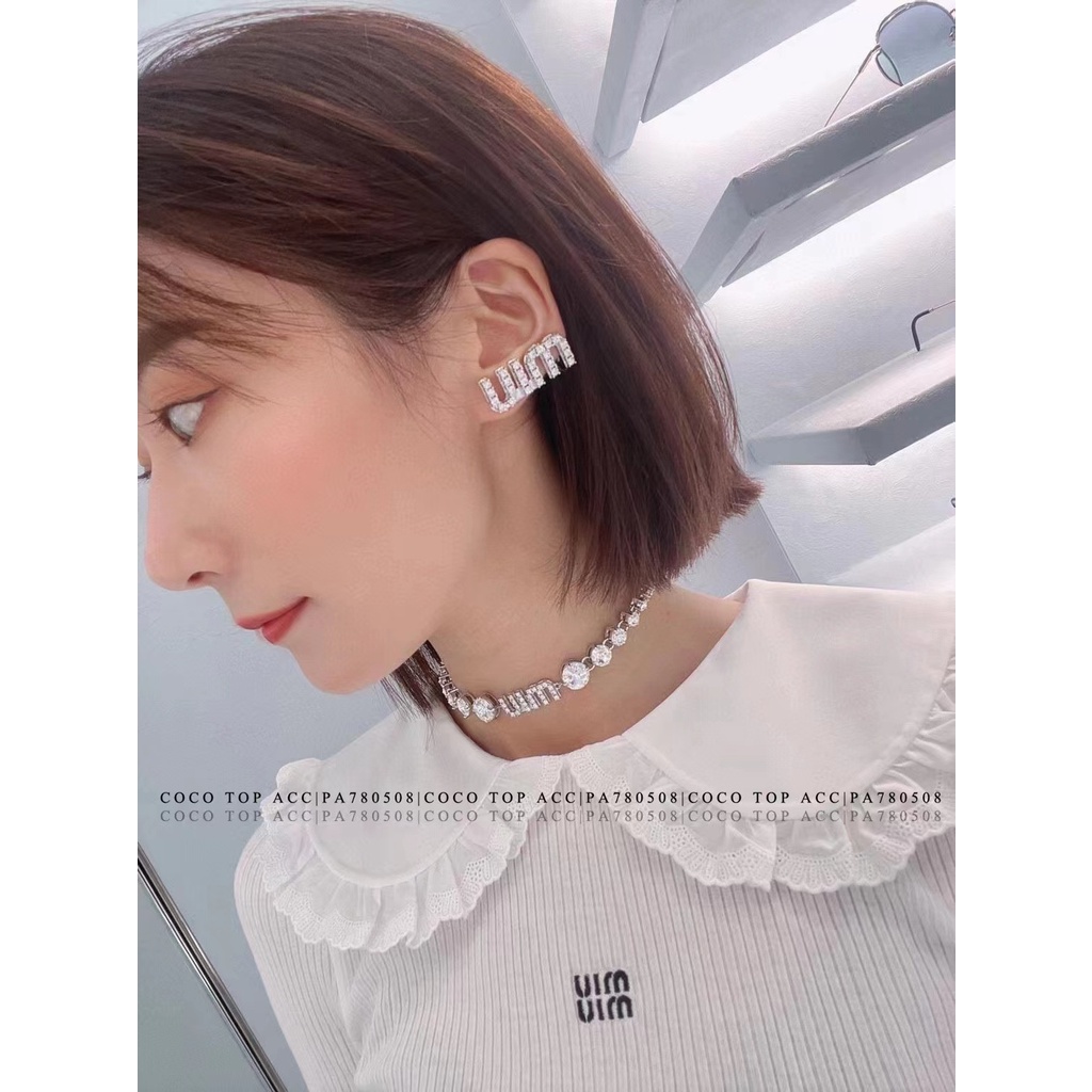 Khuyên Tai Tròn Bằng Thép Titan In Logo MiuMiu Thời Trang Cho Nữ