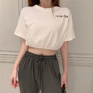 ��Áo Croptop Nữ Eo Chun In Chữ Invinsible