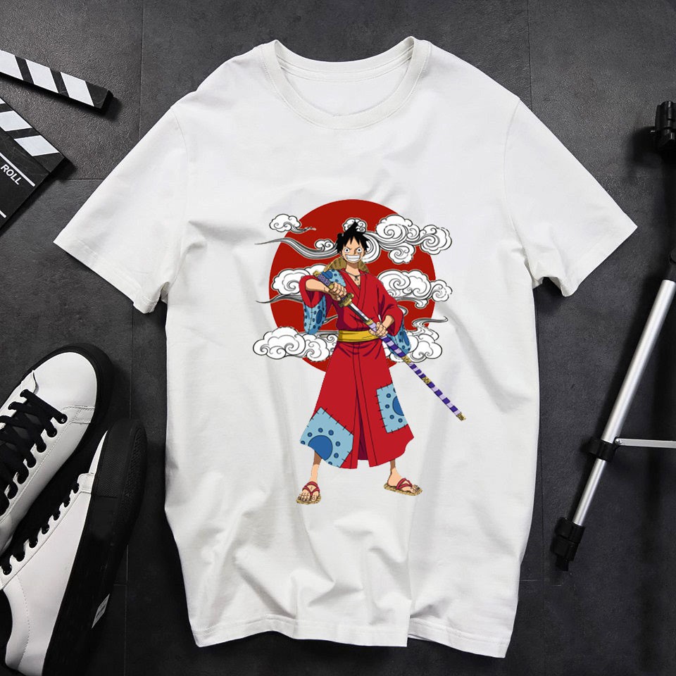 Áo Thun Unisex in Hình Trang Phục Các Nhân Vật OnePiece Đảo Hải Tặc tại Vương Quốc WANO