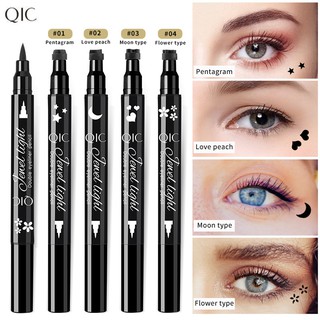 QIC Eyeliner Seal Hai đầu không thấm nước Chống thấm mồ hôi Kẻ mắt không lem Trang điểm không lem Hình sao trăng trái tim hoa