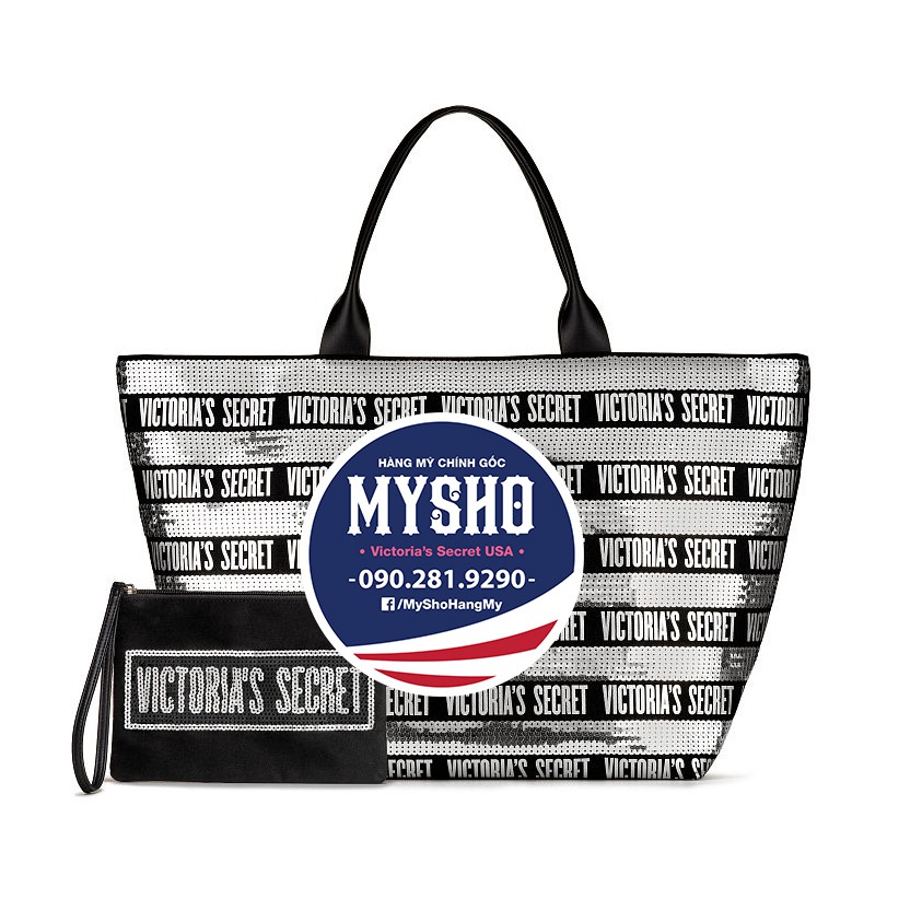 Bộ túi Tote có khoá kéo + túi mini Victoria's Secret USA