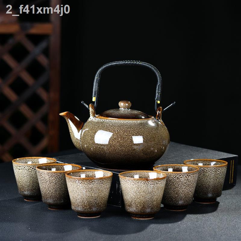 ۩ Bộ ấm trà gốm sứ chén 7 chùm hoàn chỉnh phòng khách gia đình Kung Fu dung tích lớn