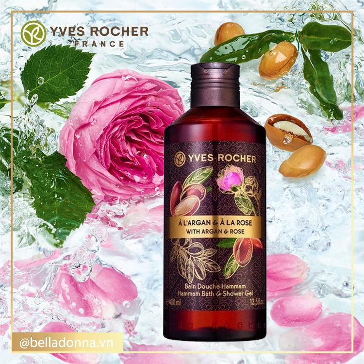 [Hàng chính hãng] Gel Tắm Yves Rocher Argan Rose Hammam Bath &amp; Shower Gel 400ml