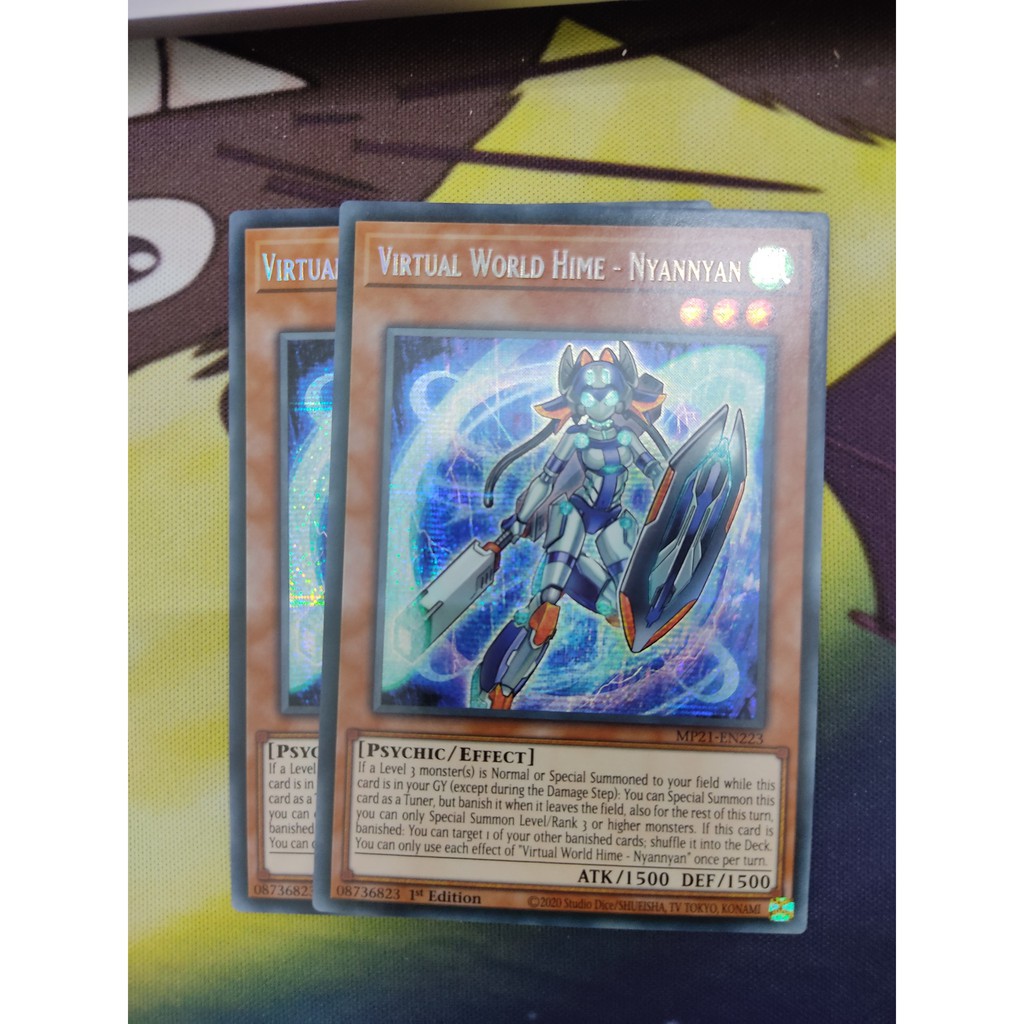 [Yugioh Funny Shop] 1 lá Thẻ bài Virtual World Hime - Nyannyan - MP21-EN223 - Prismatic Secret Rare 1st Edition