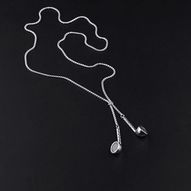 Dây Chuyền Hình Tai Nghe HP Earphone Màu Bạc Cao Cấp Saz Store - Vòng Cổ Unisex Chất Liệu Titan Không Gỉ- HP Earphone