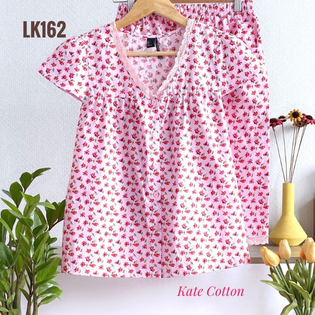 Đồ Bộ Nữ Mặc Nhà LUCKY Lửng Cổ Tim Xinh Xắn Vải Mềm Mát