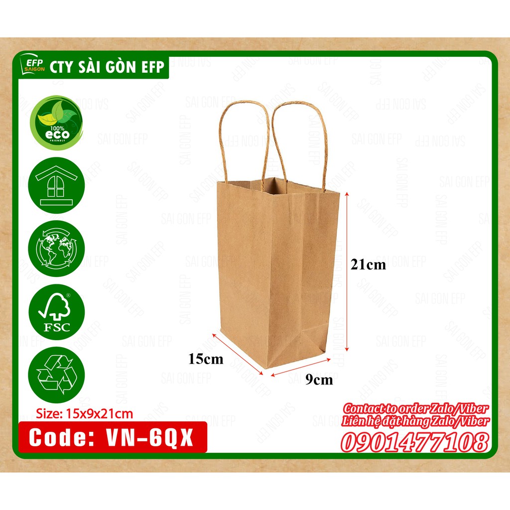 Túi giấy kraft xuất khẩu 100 cái/đơn