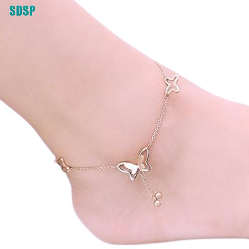 Lắc Chân Màu Vàng Hồng Đính Hình Bướm Xinh Xắn Thời Trang | BigBuy360 - bigbuy360.vn