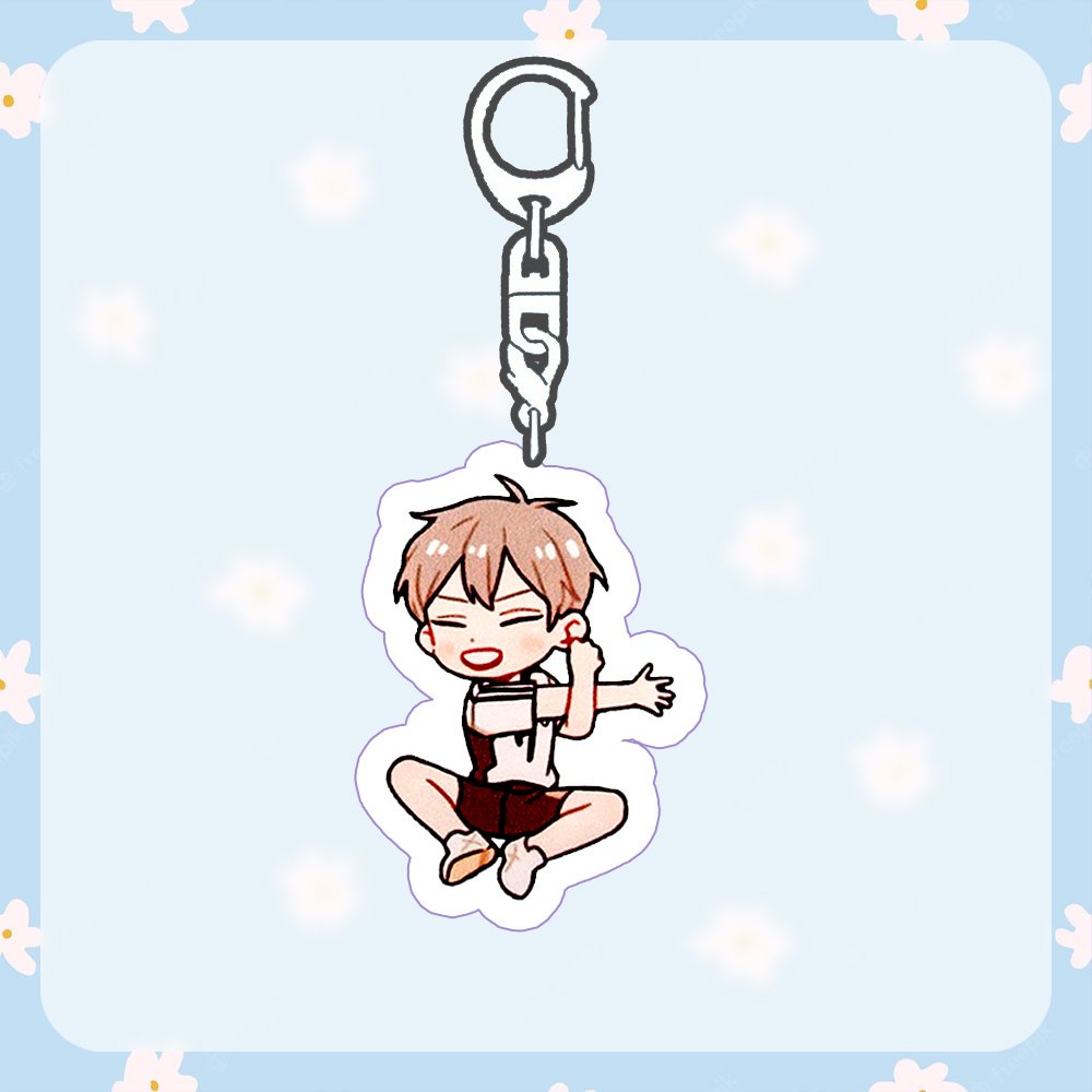 ( Mica trong acrylic ) Móc khóa Haikyuu!! Vua bóng chuyền ver ngồi nghỉ ngơi anime chibi xinh xắn