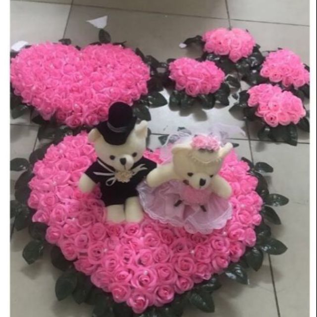 Bộ hoa giả trang trí xe hơi rước dâu