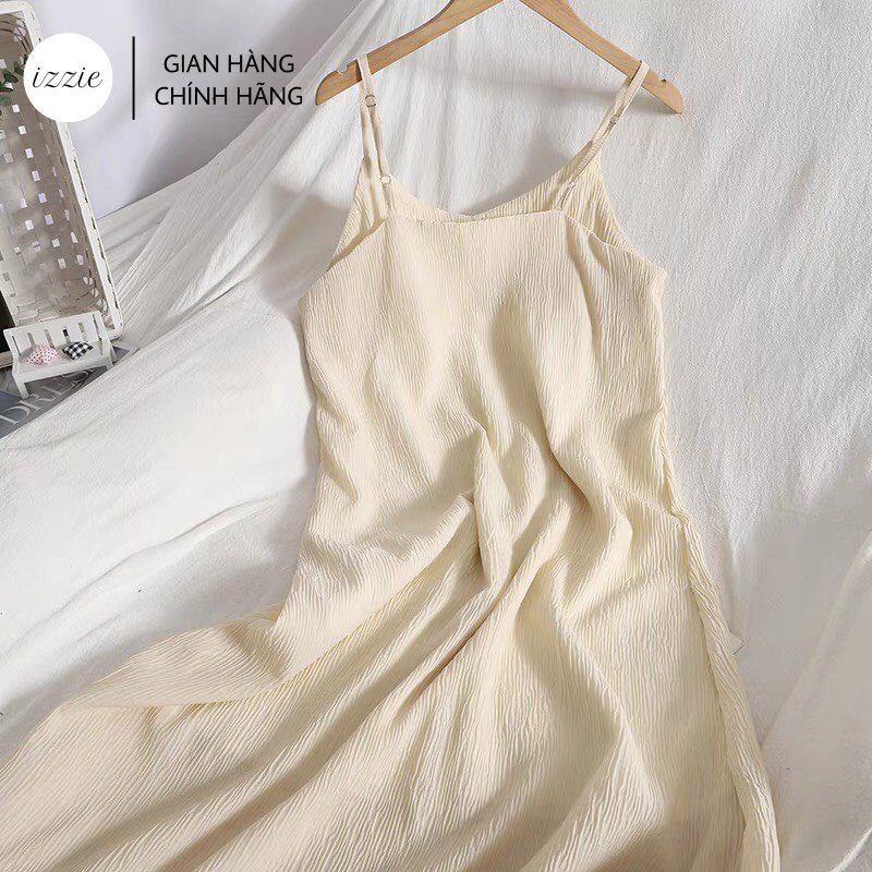 Váy đầm hai dây voan xốp nhật VV555, họa tiết gợn sóng izzie, chất liệu nhẹ,thoáng, bay bổng  có 3 màu, xu hướng 2021 | BigBuy360 - bigbuy360.vn